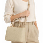 Sac à main beige effet tressé avec bandoulière femme