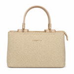 Sac à main beige effet tressé avec bandoulière femme – Image 2
