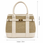 Sac à main beige effet tressé avec détail doré femme – Image 6