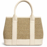 Sac à main beige effet tressé avec détail doré femme – Image 3