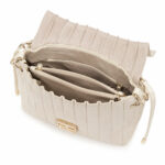 Sac épaule beige plissé avec fermoir doré chic femme – Image 4