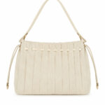 Sac épaule beige plissé avec fermoir doré chic femme – Image 3