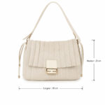Sac épaule beige plissé avec fermoir doré chic femme – Image 6