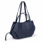 Sac cabas bleu marine effet grainé avec pochette femme – Image 3