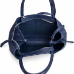 Sac cabas bleu marine effet grainé avec pochette femme – Image 4