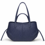 Sac cabas bleu marine effet grainé avec pochette femme – Image 5