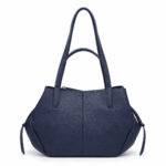 Sac cabas bleu marine effet grainé avec pochette femme – Image 6