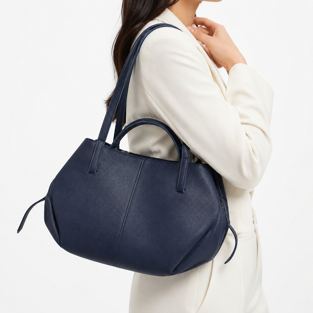 LV-SC-11 Sac cabas bleu marine effet grainé avec pochette femme – Image 1