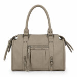 Sac à main taupe effet grainé avec détails zippés femme – Image 2