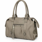 Sac à main taupe effet grainé avec détails zippés femme – Image 4