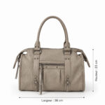 Sac à main taupe effet grainé avec détails zippés femme – Image 6